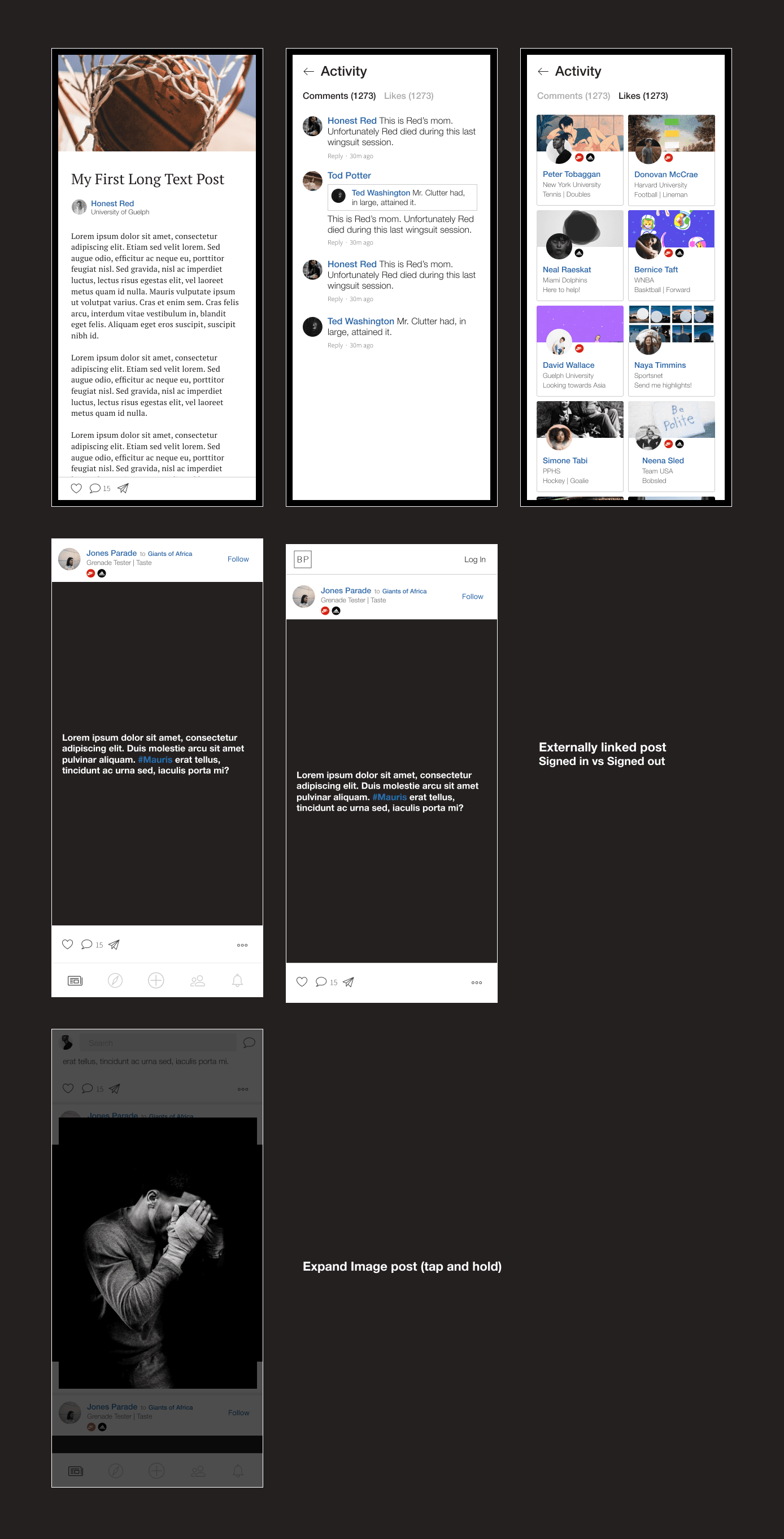 Viewing a post and seeing the comments and likes