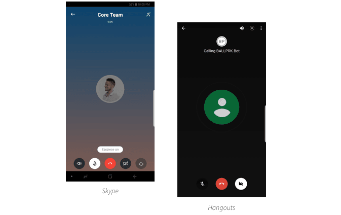 Skype and Hangouts screenshots