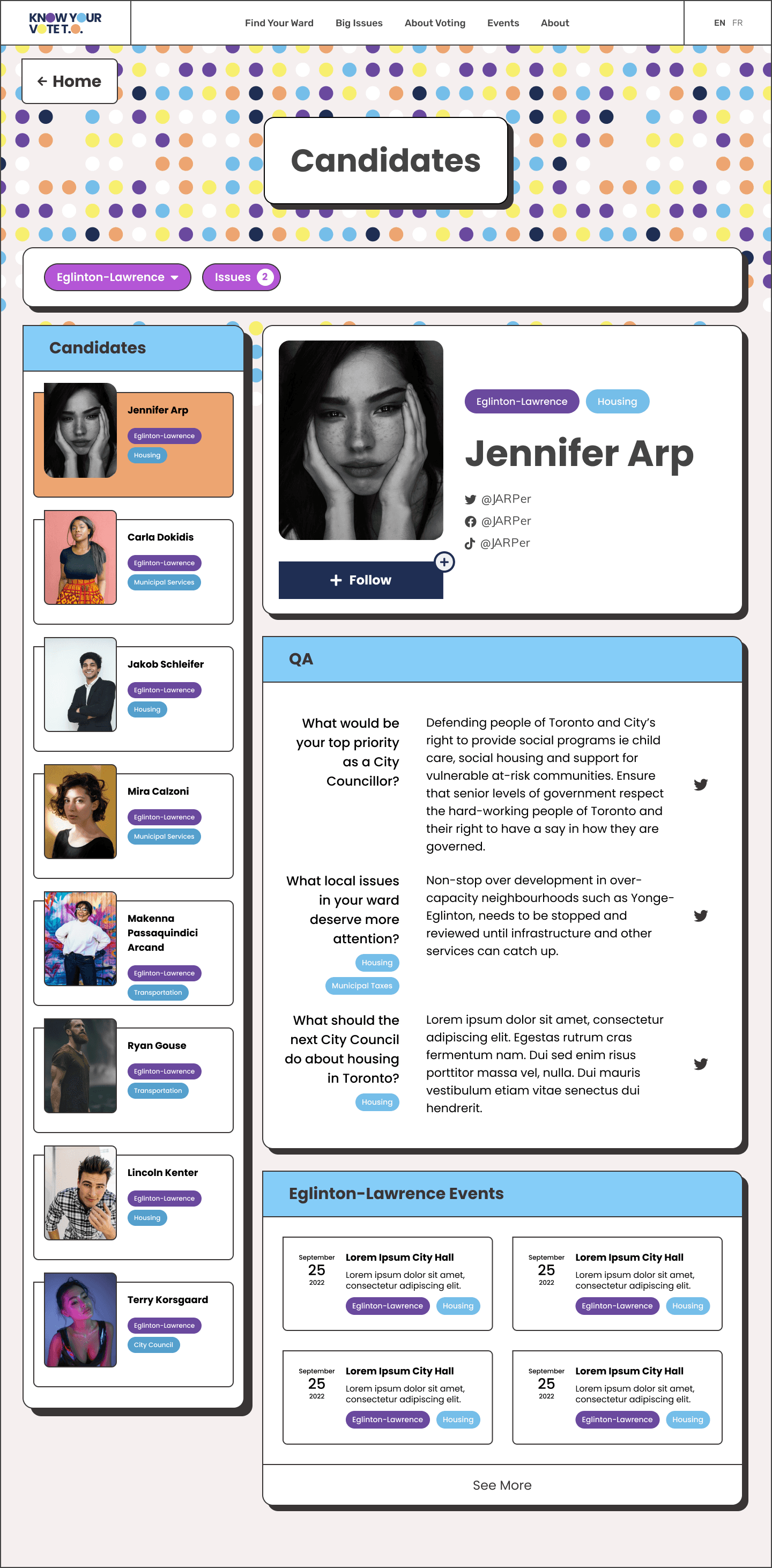 Screenshot of the Candidate Page
