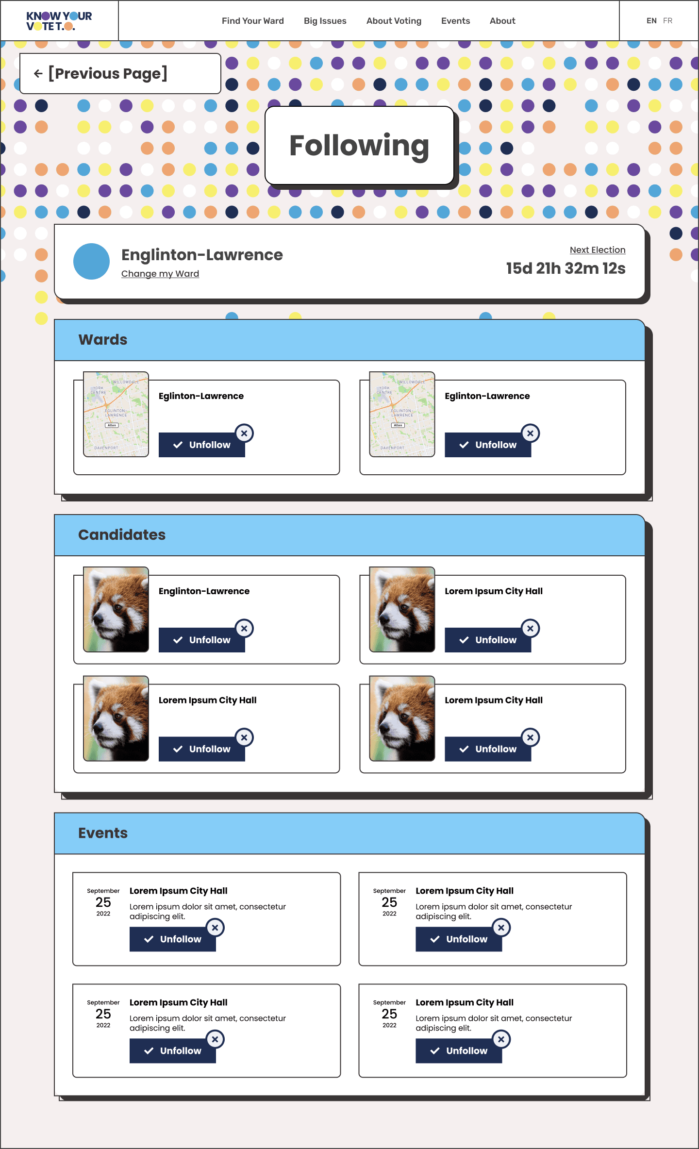 Screenshot of the Voter Profile Screen
